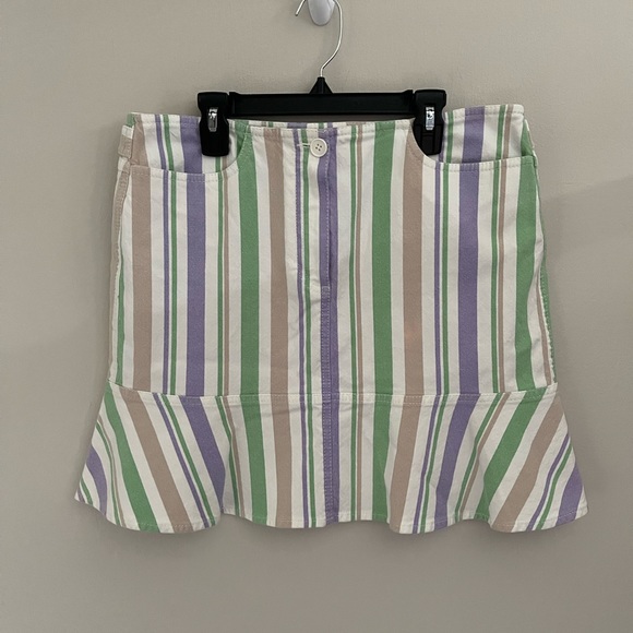 Retro Ruffled Striped Skirt